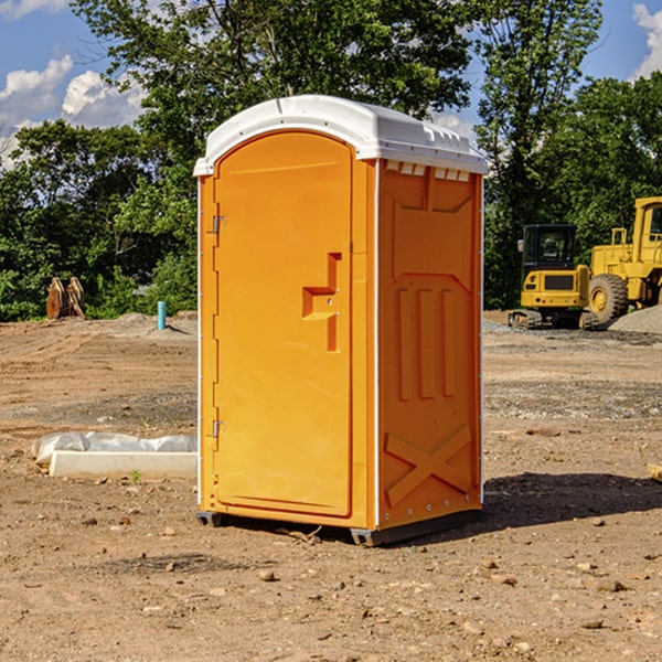 how often are the portable restrooms cleaned and serviced during a rental period in Sims